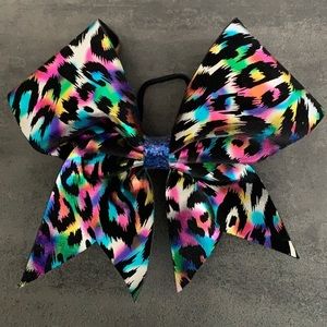 Metallic leopard print cheer bow